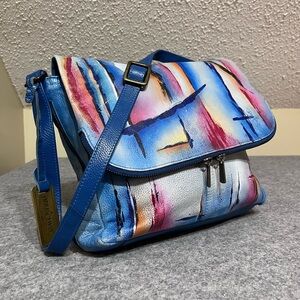 Anuschka Hand-Painted Leather Crossbody Bag